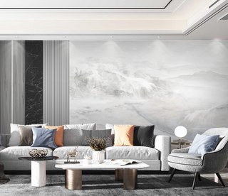 White Fog Stone - Marble Wallpaper Murals-GraffitiWallArt