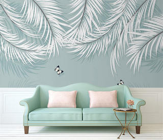 White Leaves Wallpaper Murals: Nature-inspired Wall Decor-GraffitiWallArt