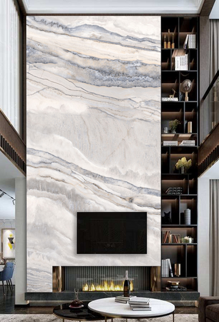 White Waves Stone - Marble Wallpaper Murals-GraffitiWallArt