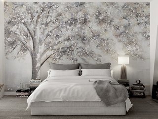 Widespread Tree Grey Theme Wallpaper Murals-GraffitiWallArt