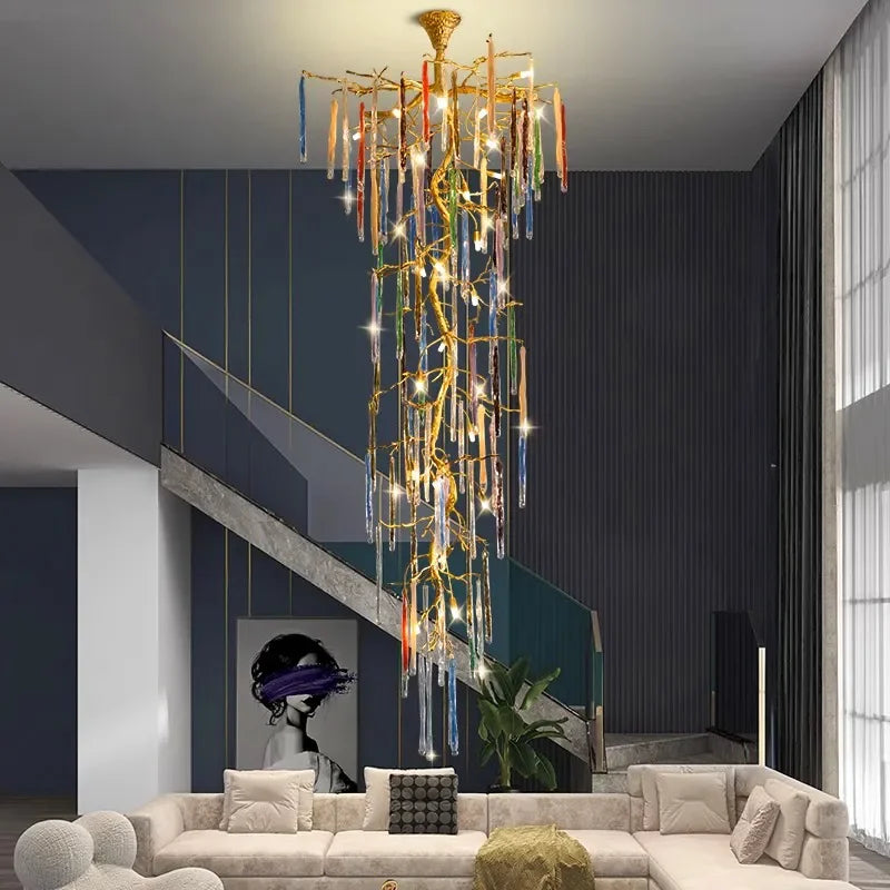 Winter Tree Colourful Crystal Tunes Chandelier Lighting-GraffitiWallArt