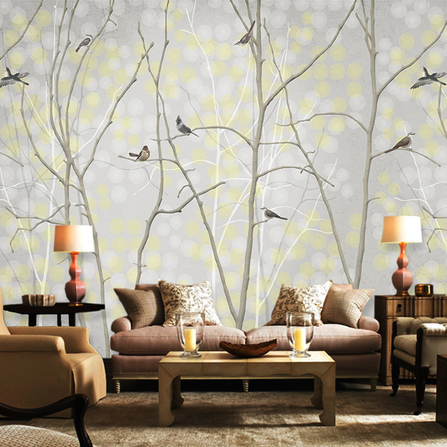 Winter Trees and Birds Trees Wallpaper Mural