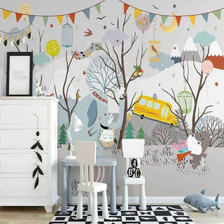 Winter Wonderland Wallpaper: Animal Party Atmosphere-GraffitiWallArt