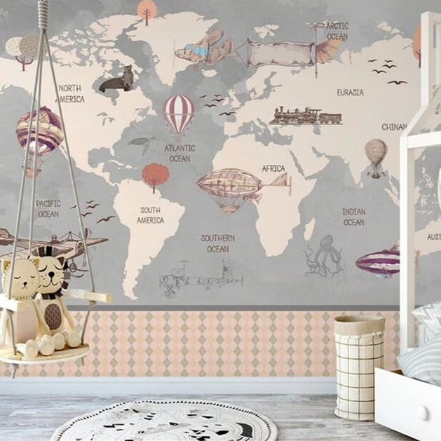 Wonderland Adventure - World Map Murals Wallpaper-GraffitiWallArt