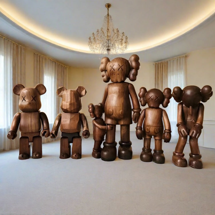 Wooden KAWS and Be@rbrick Large Statues-GraffitiWallArt