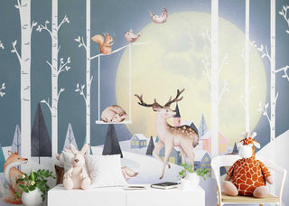 Woodland Animals Wallpaper Mural: Transform Your Space-GraffitiWallArt