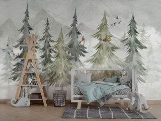 Woodland Trees Wallpaper Mural: Transforming Your Space-GraffitiWallArt