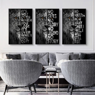 Words Never Quit Artwork Lions Canvas Wall Art-GraffitiWallArt