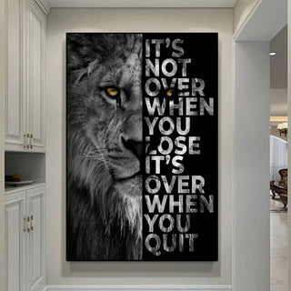 Words Never Quit Artwork Lions Canvas Wall Art-GraffitiWallArt