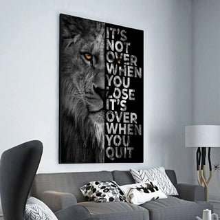 Words Never Quit Artwork Lions Canvas Wall Art-GraffitiWallArt