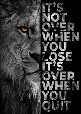 Words Never Quit Artwork Lions Canvas Wall Art-GraffitiWallArt