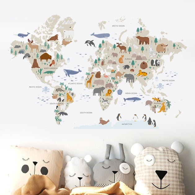 World Map Wall Sticker: Detailed Global Design-GraffitiWallArt
