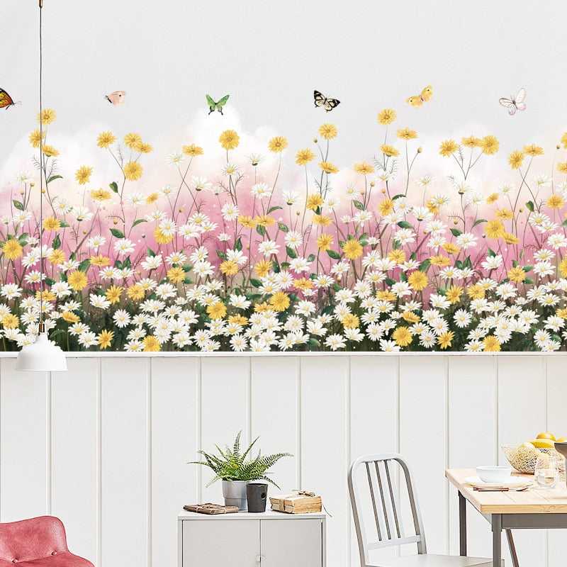 Yellow Flowers Wall Decal – Vibrant and Stylish Adornments-GraffitiWallArt