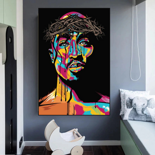 TuPac Singer Graffiti Colourful Canvas Wall Art-GraffitiWallArt